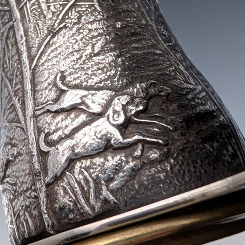 1900年頃 アンティーク シルバープレート製 ハンティング装飾 オペラグラス 双眼鏡